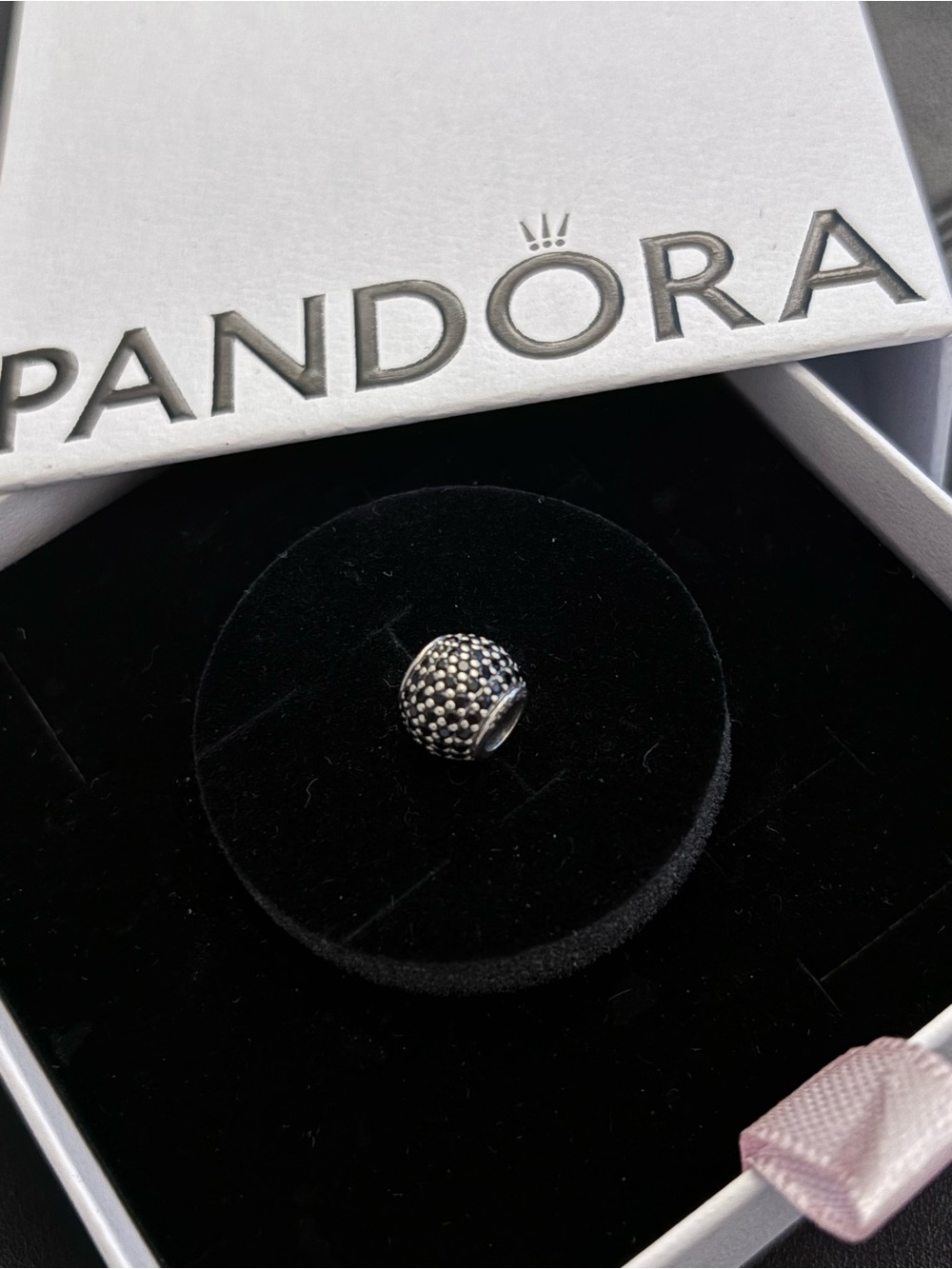 Pandora Black and Silver Pavé Round Bead Charm